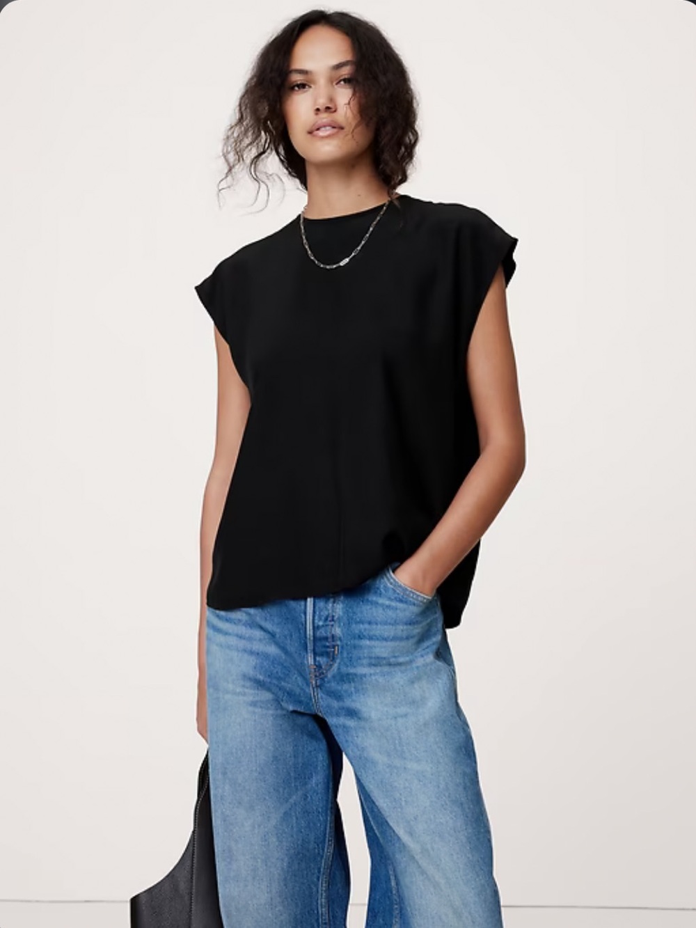 Banana Republic Black Essential Silk Top